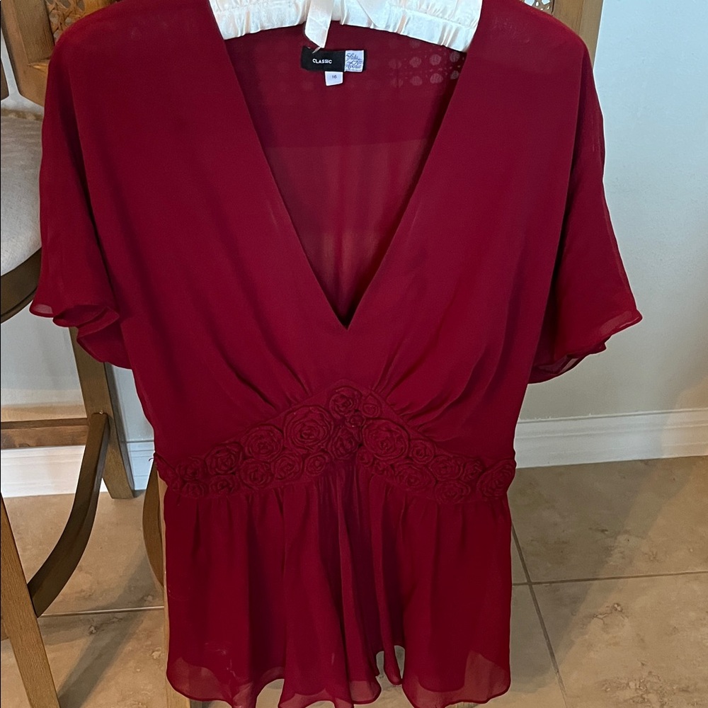 Saks Fifth Avenue Rich Red V-Neck Blouse